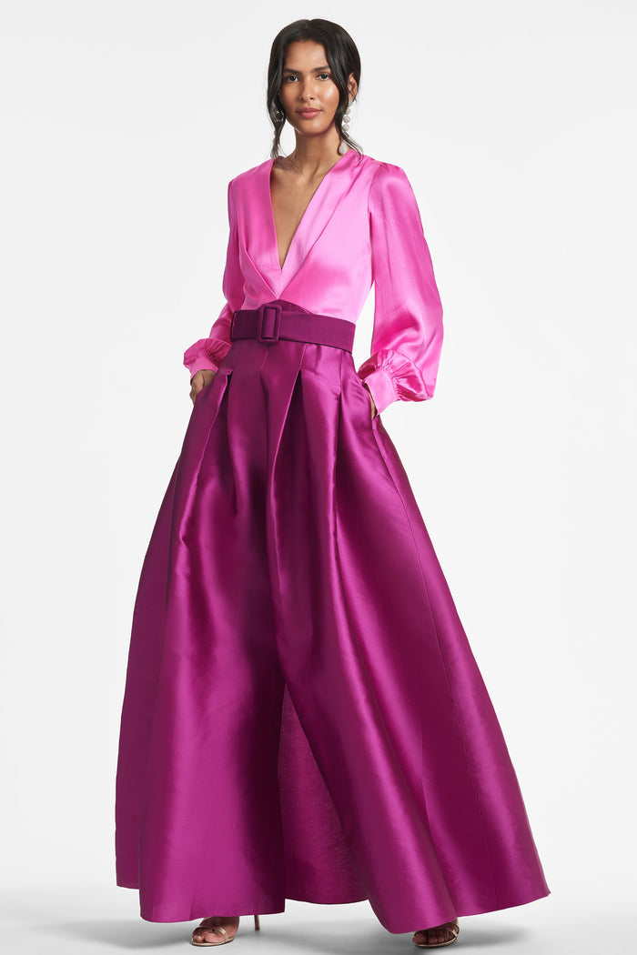 ZOE PINK MAGENTA SATIN MIKADO BALL GOWN - FINAL SALE