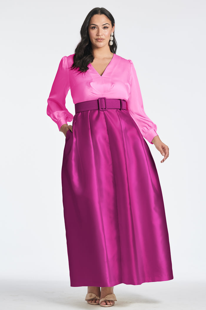 ZOE PINK MAGENTA SATIN MIKADO BALL GOWN - FINAL SALE