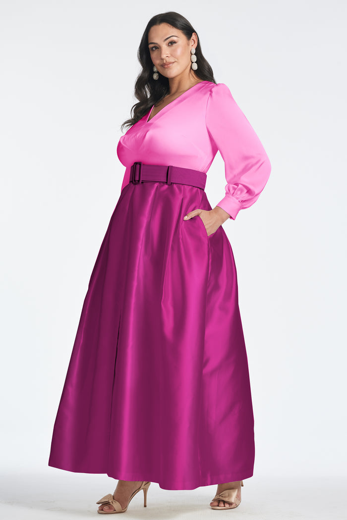 ZOE PINK MAGENTA SATIN MIKADO BALL GOWN - FINAL SALE